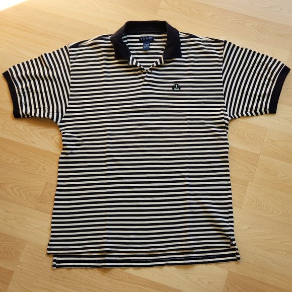 Izod Black and White Striped Polo Shirt - Picture 1 of 4